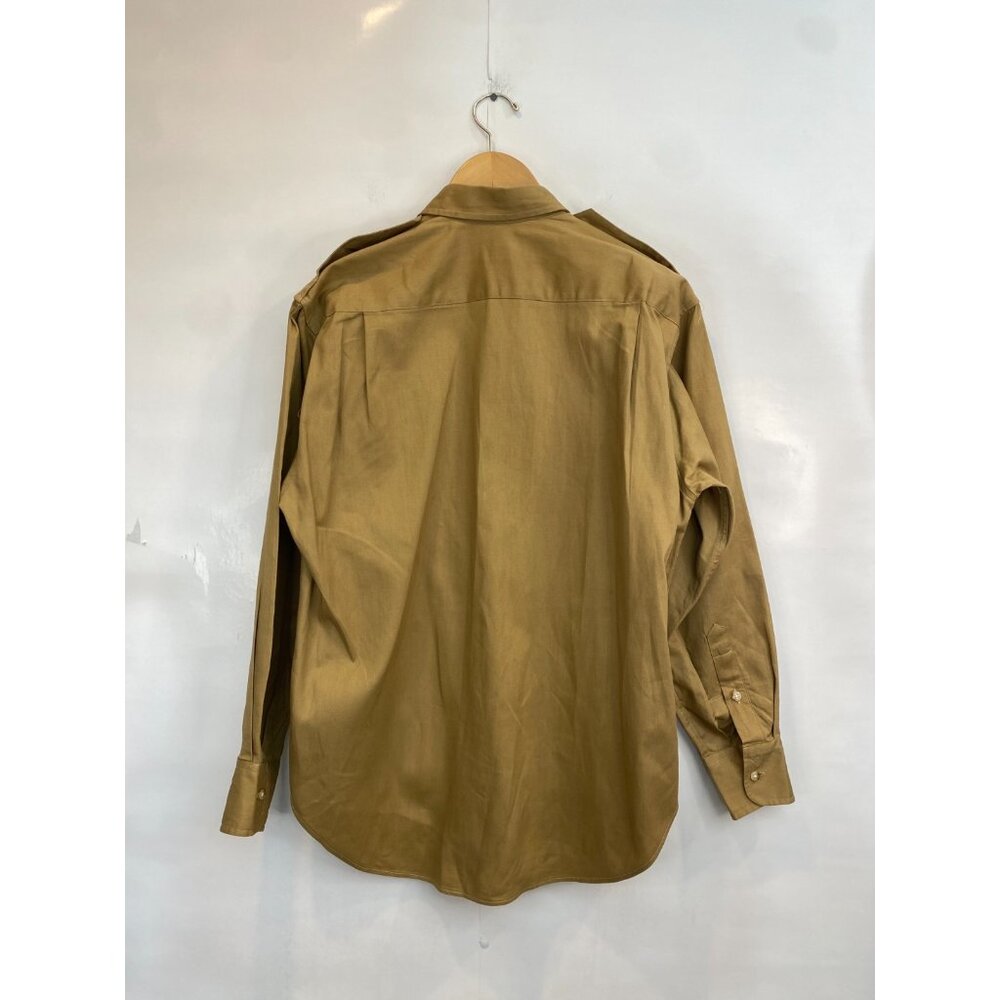 VTG Ralph Lauren Ladies Rough Wear Blouse 80s Khaki Button Front Cotton Size 6 - Picture 2 of 12